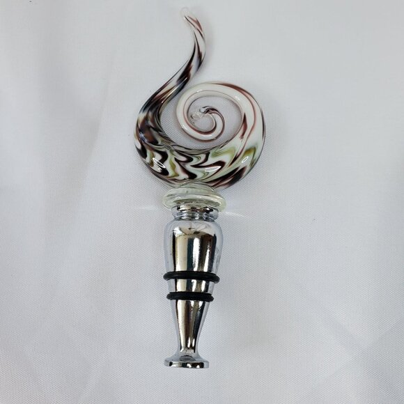 Murano Art Deco Swirl Glass Wine Stopper Murano Art Wine Stopper - Picture 7 of 8